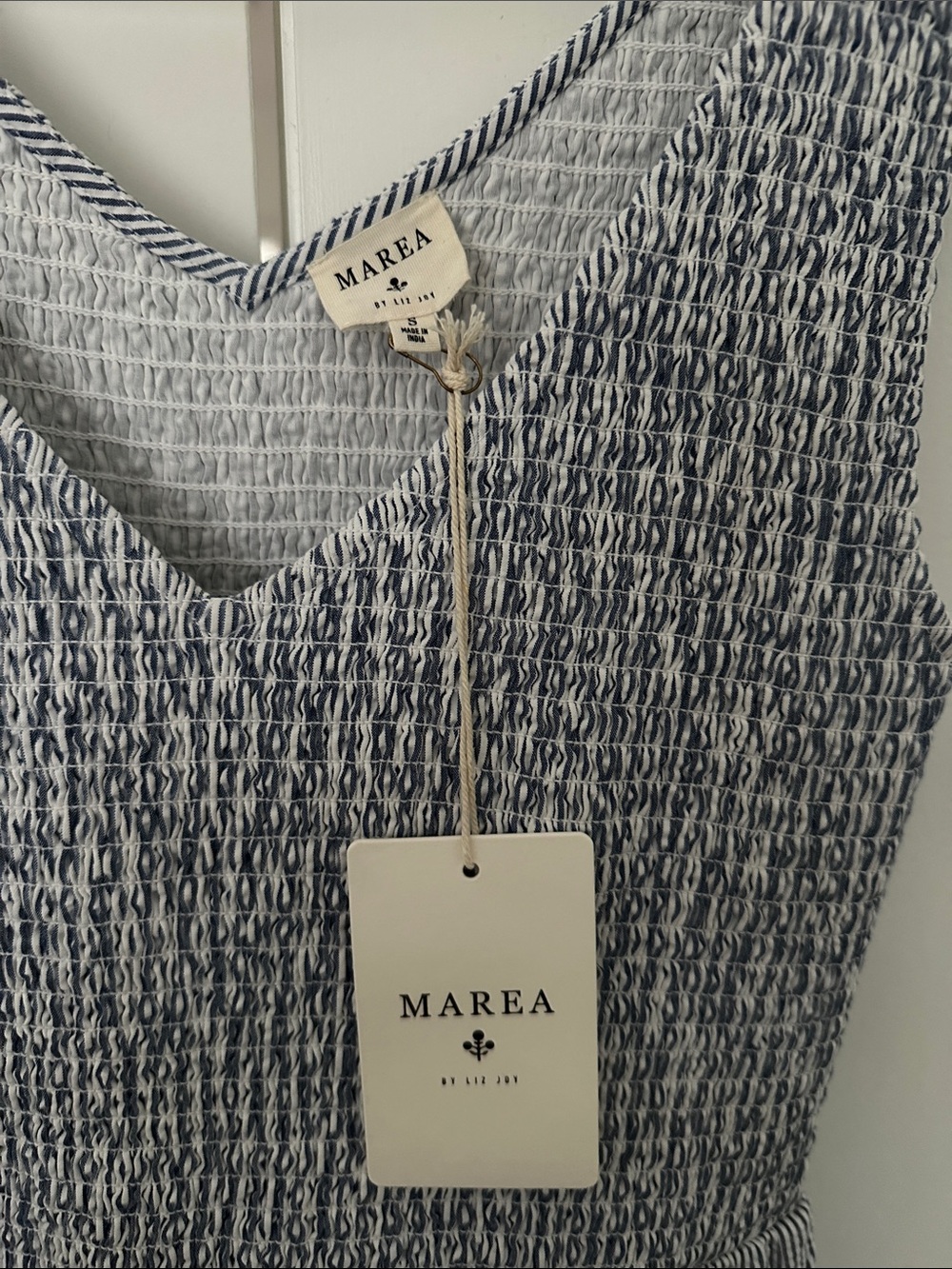 Cora Dress Blue Seersucker by Marea - Picture 3 of 5